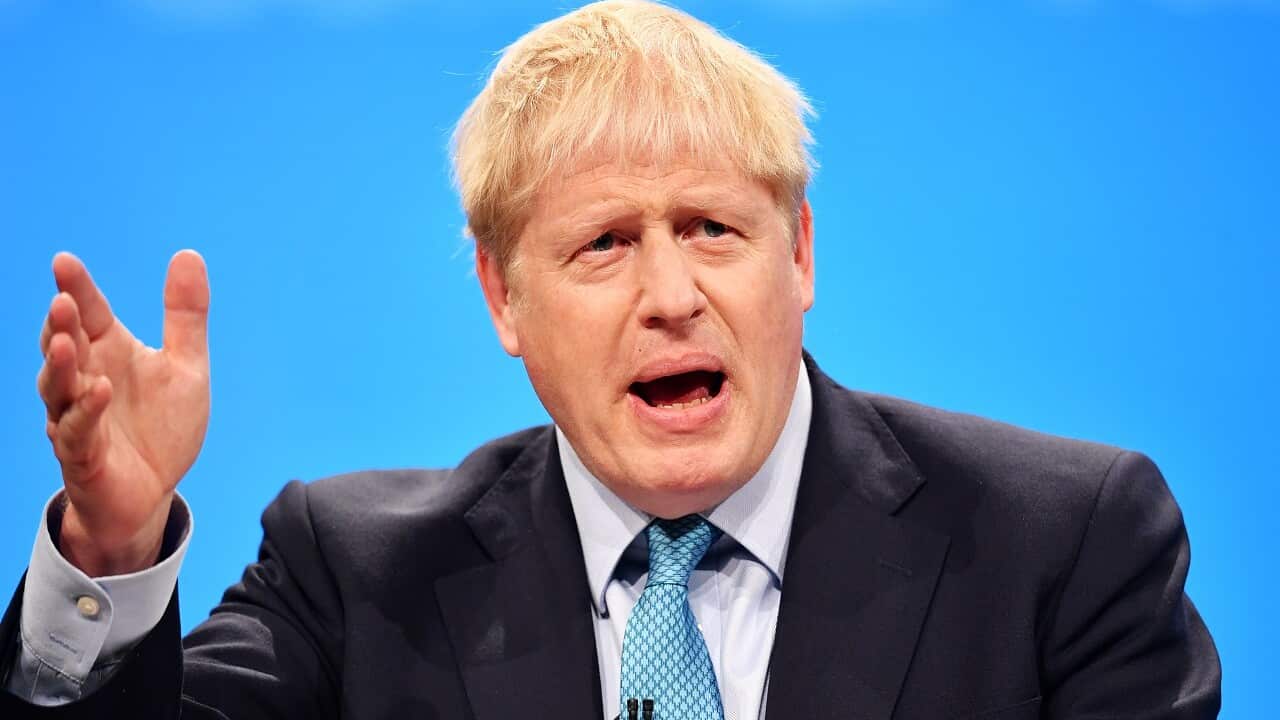 Prime Minister Boris Johnson delivers his keynote speech at the Conservative Party Conference.