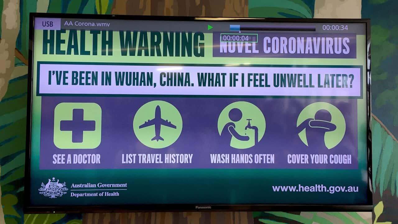 A sign on display in the airport arrival hall on Christmas Island.