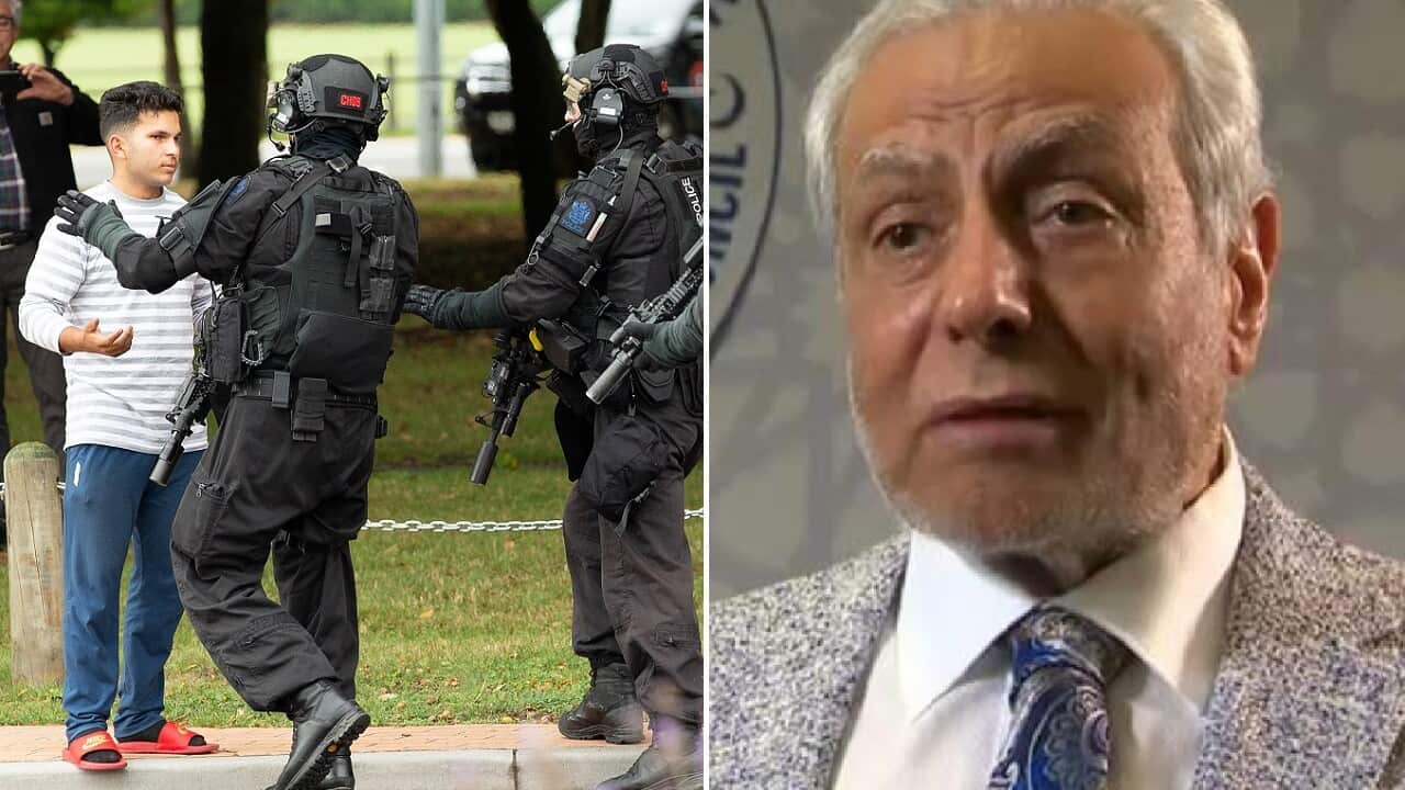 The scene of the attack and the grand mufti.