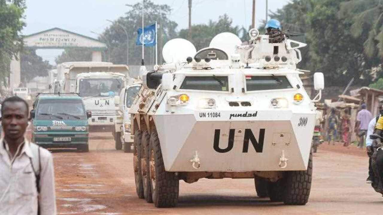 Vehicles of the United Nations Multidimensional Stabilisation Mission in the Central African Republic.