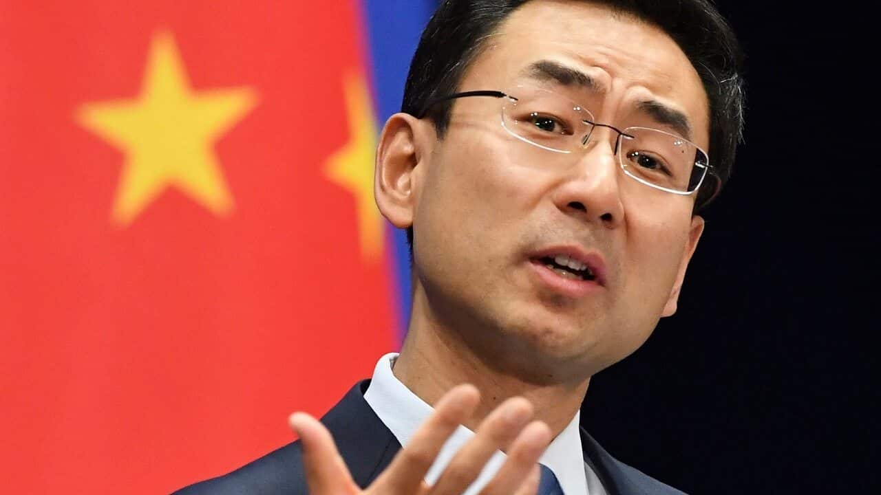 Chinese Foreign Ministry spokesman Geng Shuang meets the press.