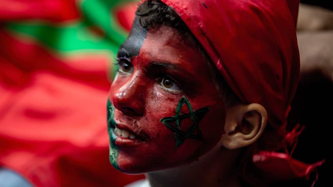 Palestinians watch the live broadcast of quarter-final match between Morocco and Portugal in Gaza, Palestine - 10 Dec 2022