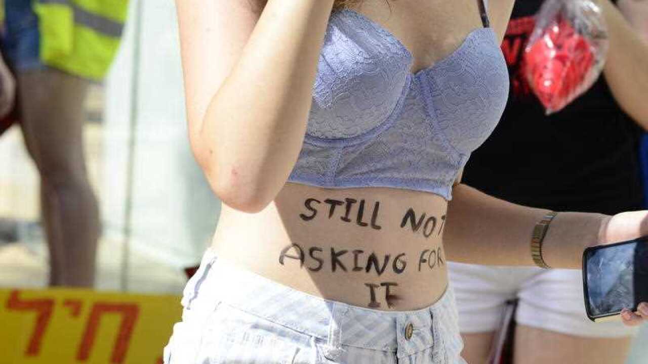 Campaigners against sexual violence take to the streets of Tel Aviv as part of the Slut Walk movement.