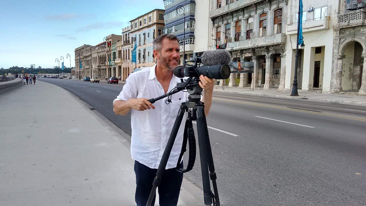 Aaron Thomas on location in Cuba