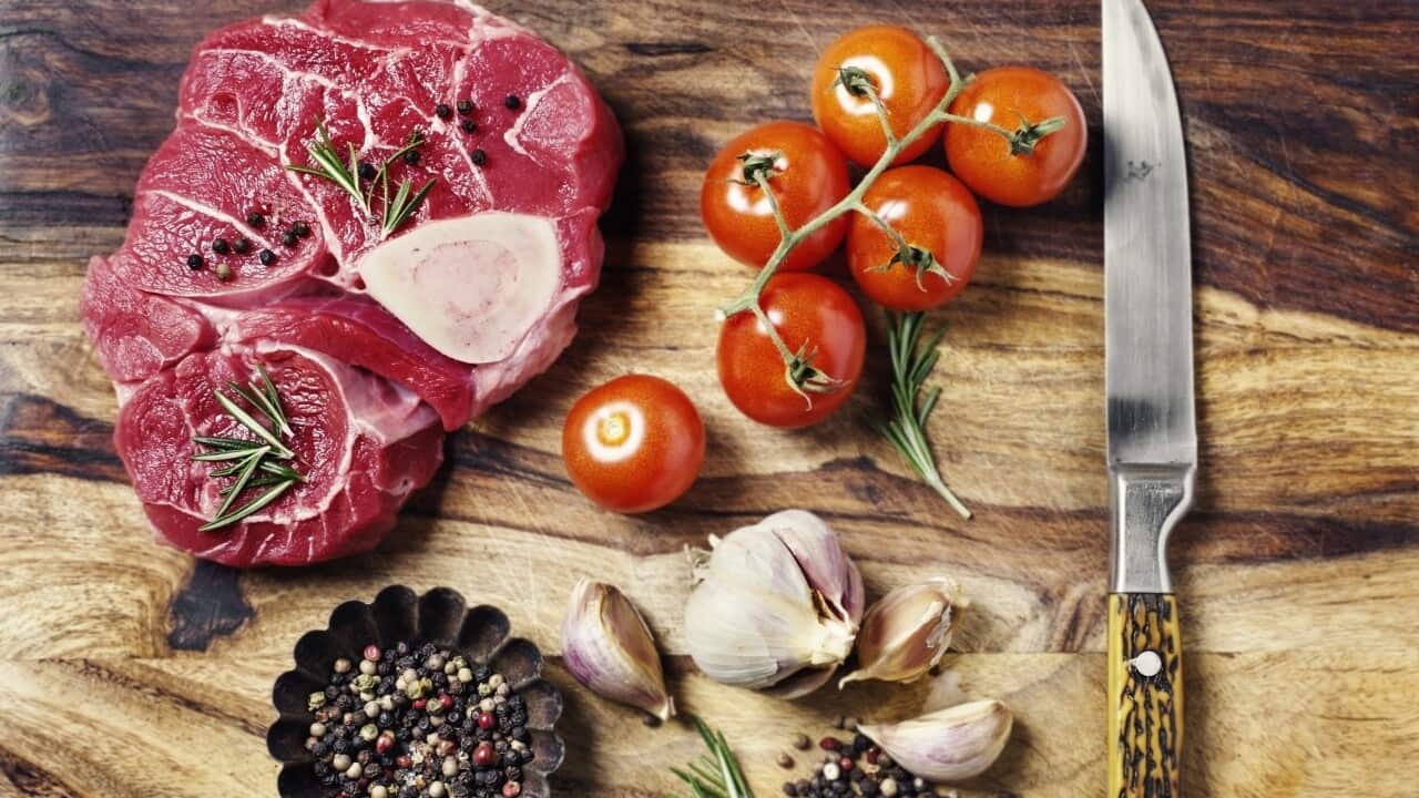 Ingredients on a wooden cutting board
