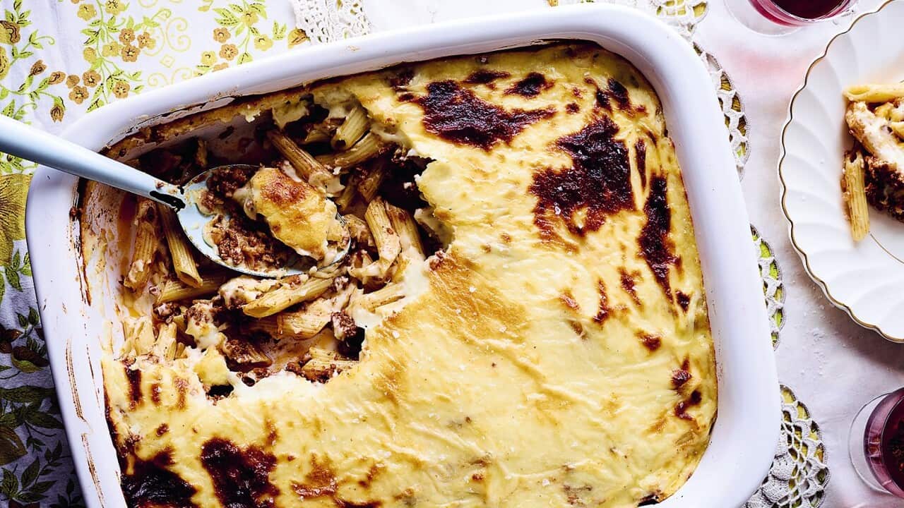 Rice and pasta pastitsio