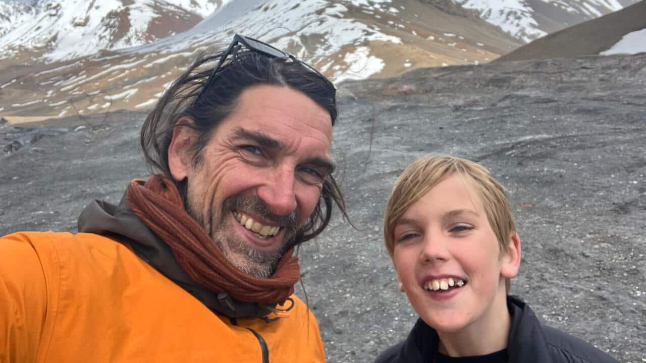 Mario and Leonardo on a stop on the Pamir Highway.