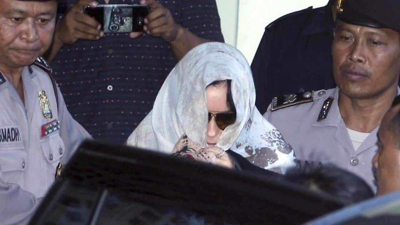 Indonesian police officers escorted Australian Schapelle Corby