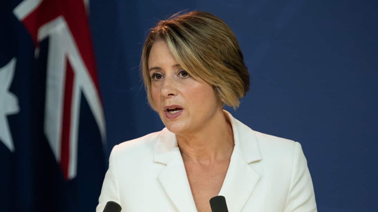 Deputy Labor Leader in the Senate Kristina Keneally speaking at a media conference in Sydney, Saturday, March 21, 2020. (AAP Image/James Gourley) NO ARCHIVING