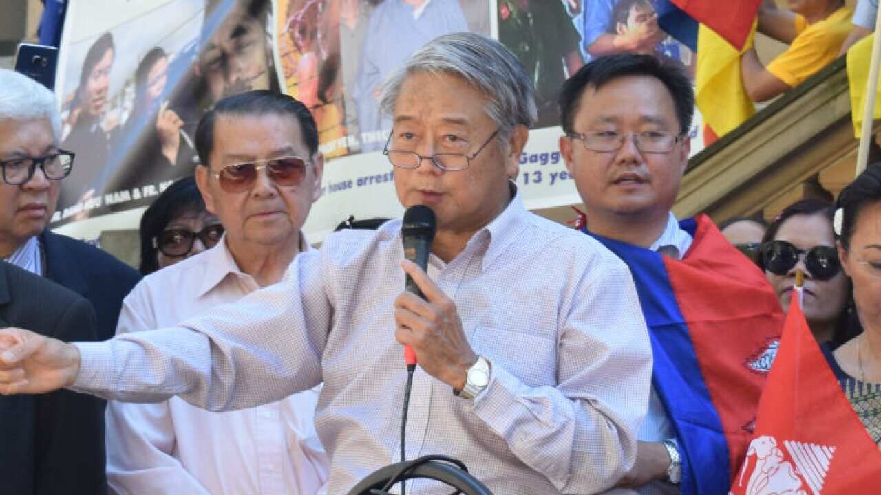MP Hong Lim, Mayor You Horn Chea and Cr. Meng Heang Tak in Sydney protest on 17th March 2018