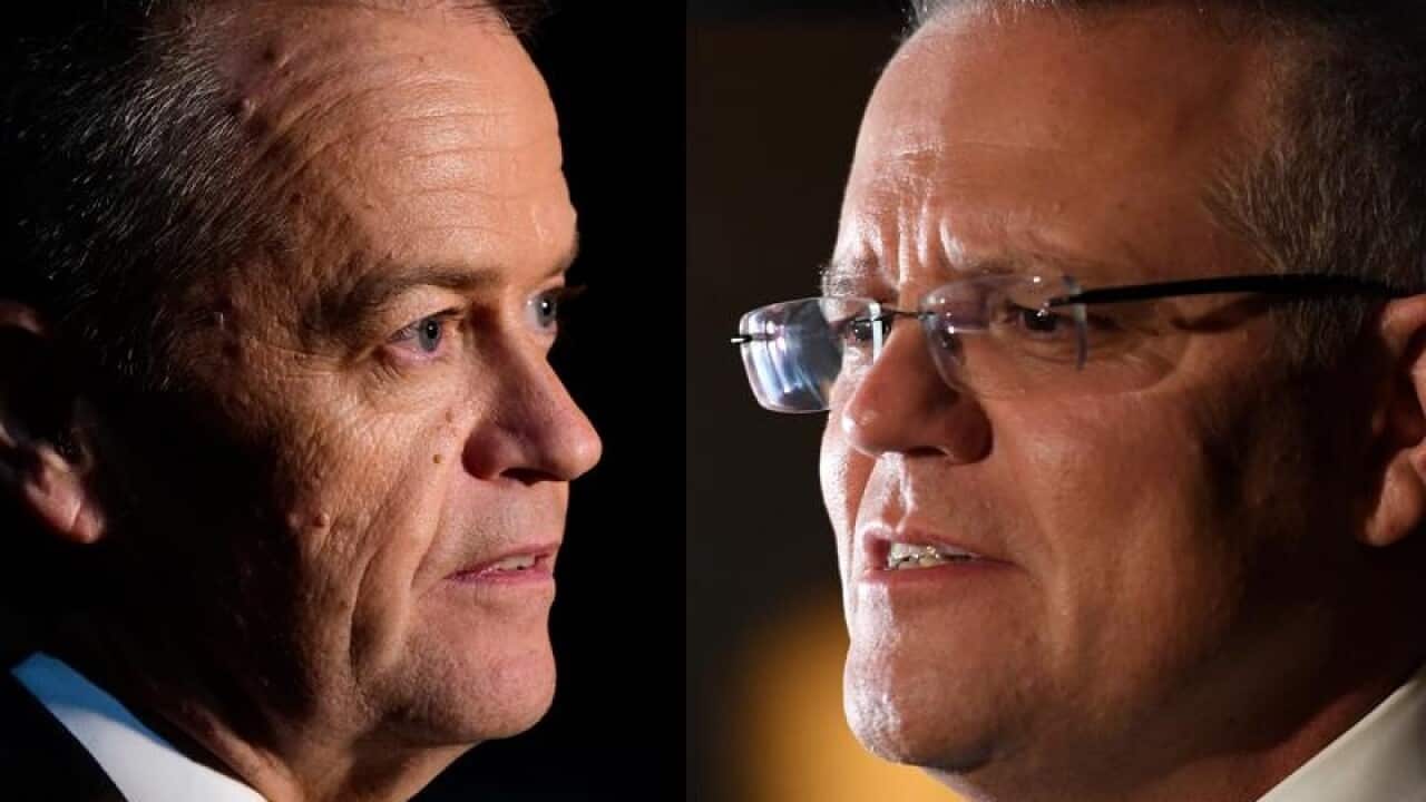 A composite picture with Bill Shorten and Scott Morrison.
