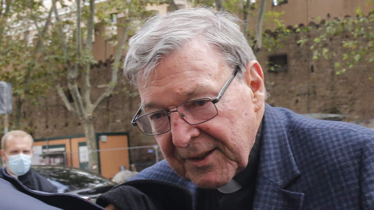 Cardinal George Pell is shown arriving at his residence in Rome, Italy, on 30 September, 2020.