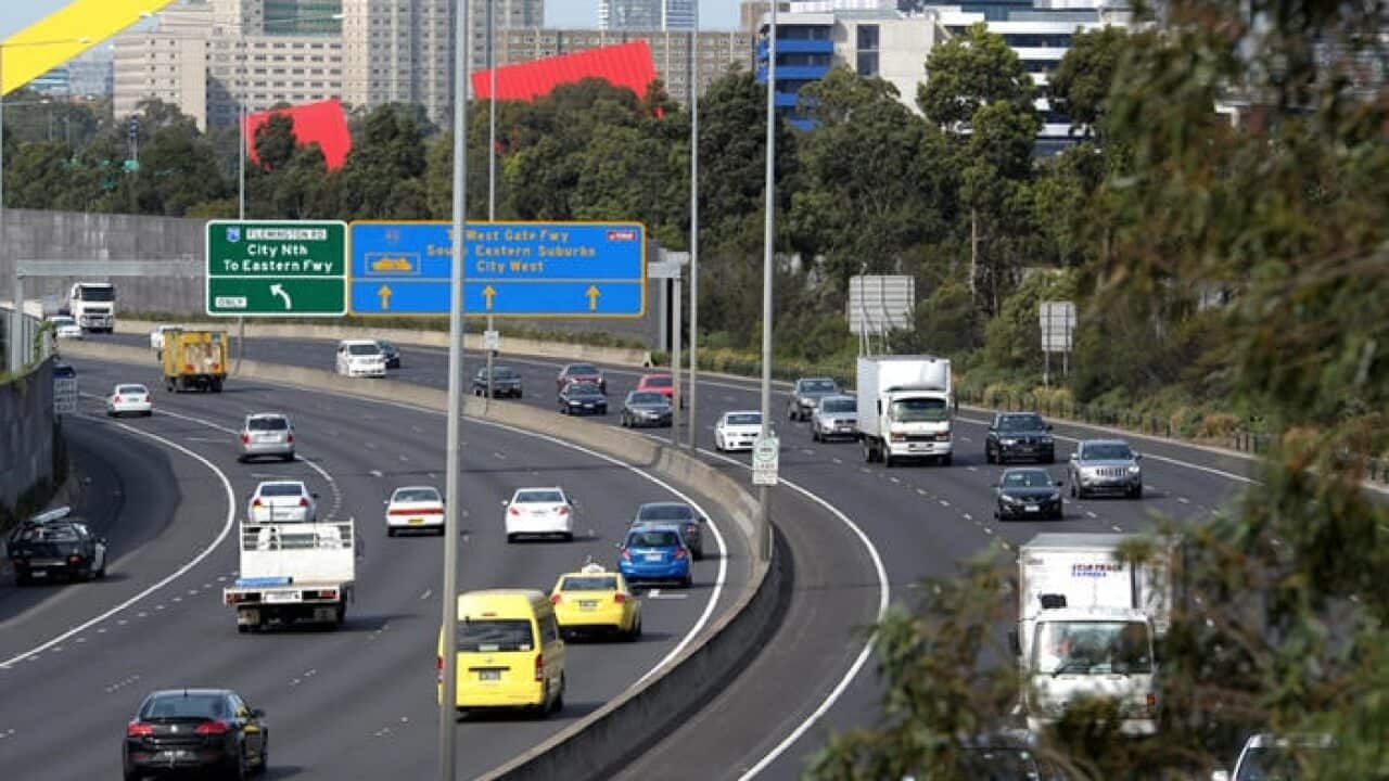 Traffic on a freeway in Melbourne