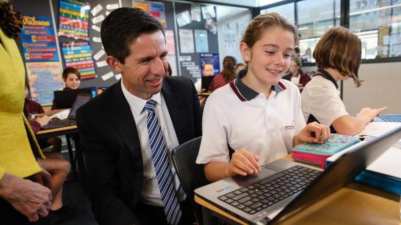 Federal Minister for Education and Training Simon Birmingham at Australind Senior High School, Perth