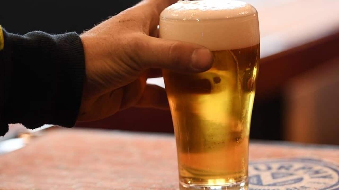 Australian beers at a bar on International Beer Day in Melbourne.