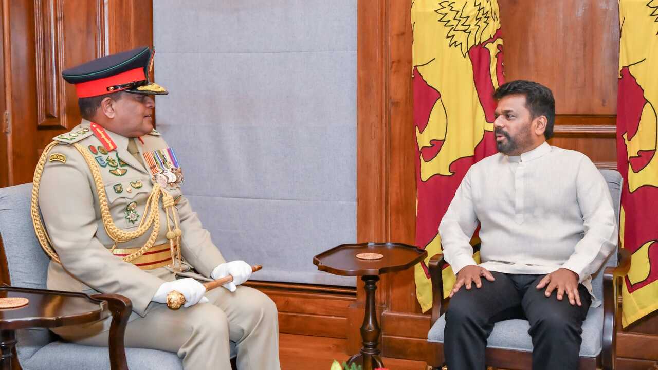 The chief of defence staff, general Shavendra Silva, and Sri Lankan president Anura Kumara Dissanayake
