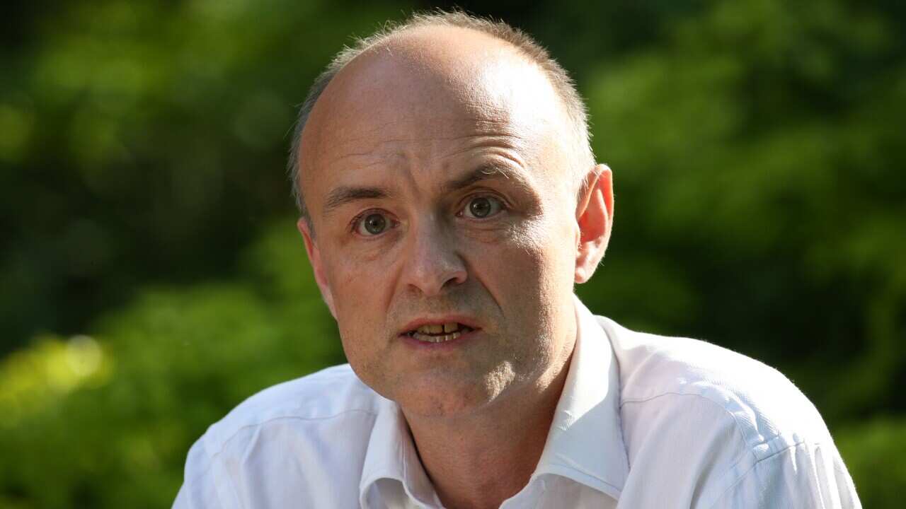 Dominic Cummings, senior aide to Prime Minister Boris Johnson, answers questions from the media after making a statement inside 10 Downing Street, London.
