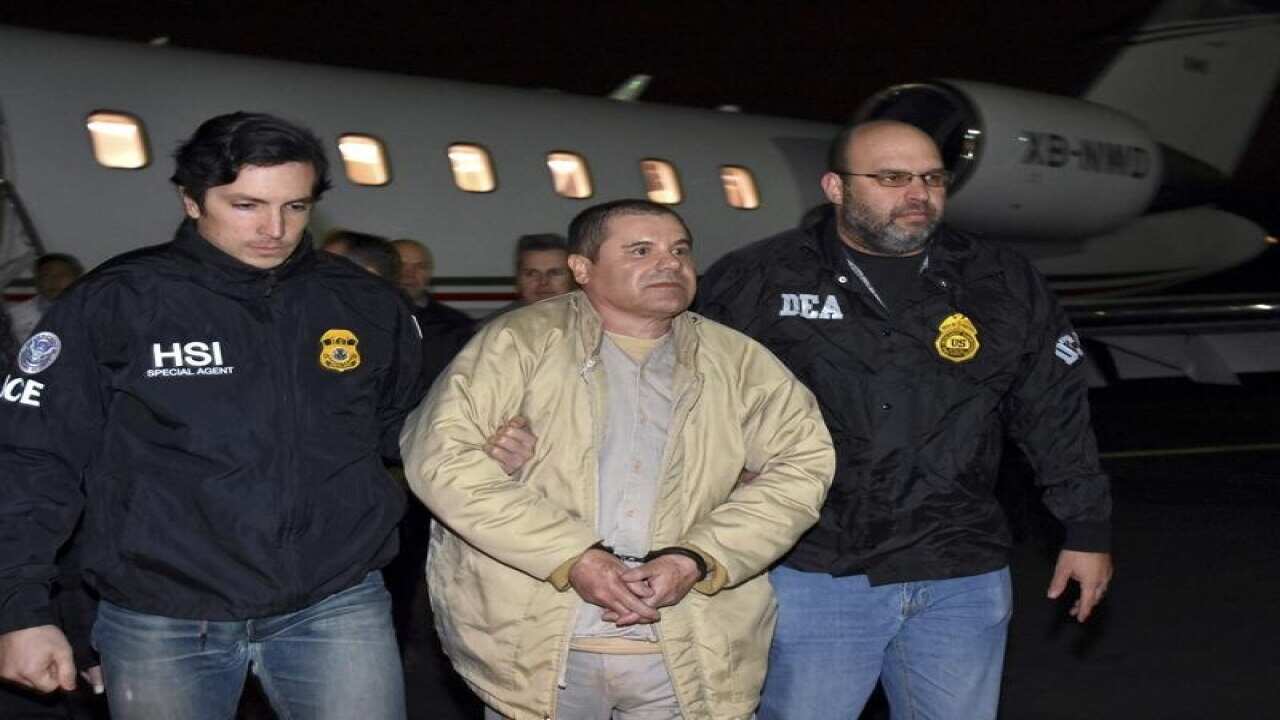 El Chapo arrives in the US under guard in January 2017