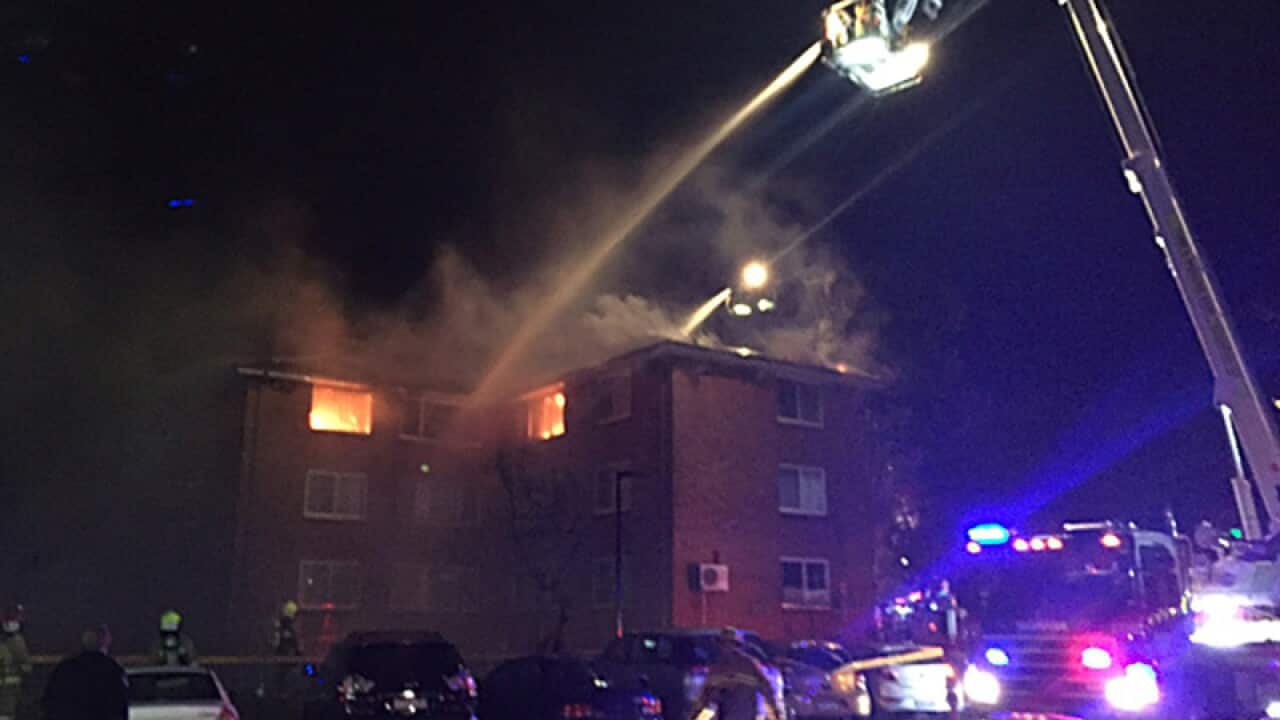 A blaze at a unit block at Villawood