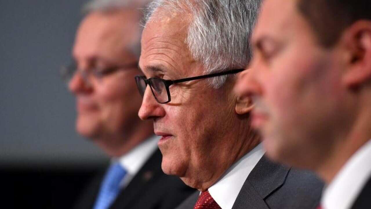 PM Malcolm Turnbull with Scott Morrison and Josh Frydenberg