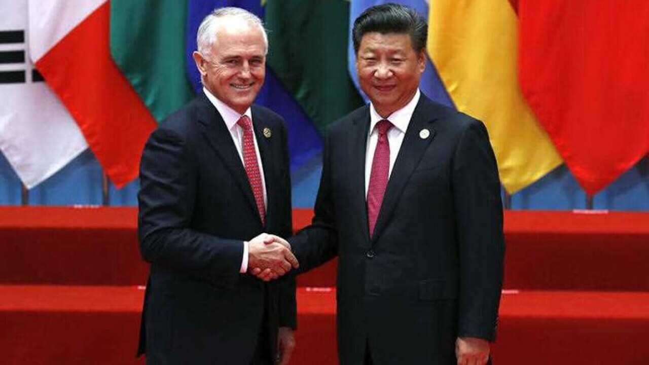 Australia's Prime Minister Malcolm Turnbull, left, shakes hands with China's President Xi Jinping before a group photo session for the G20 Summit