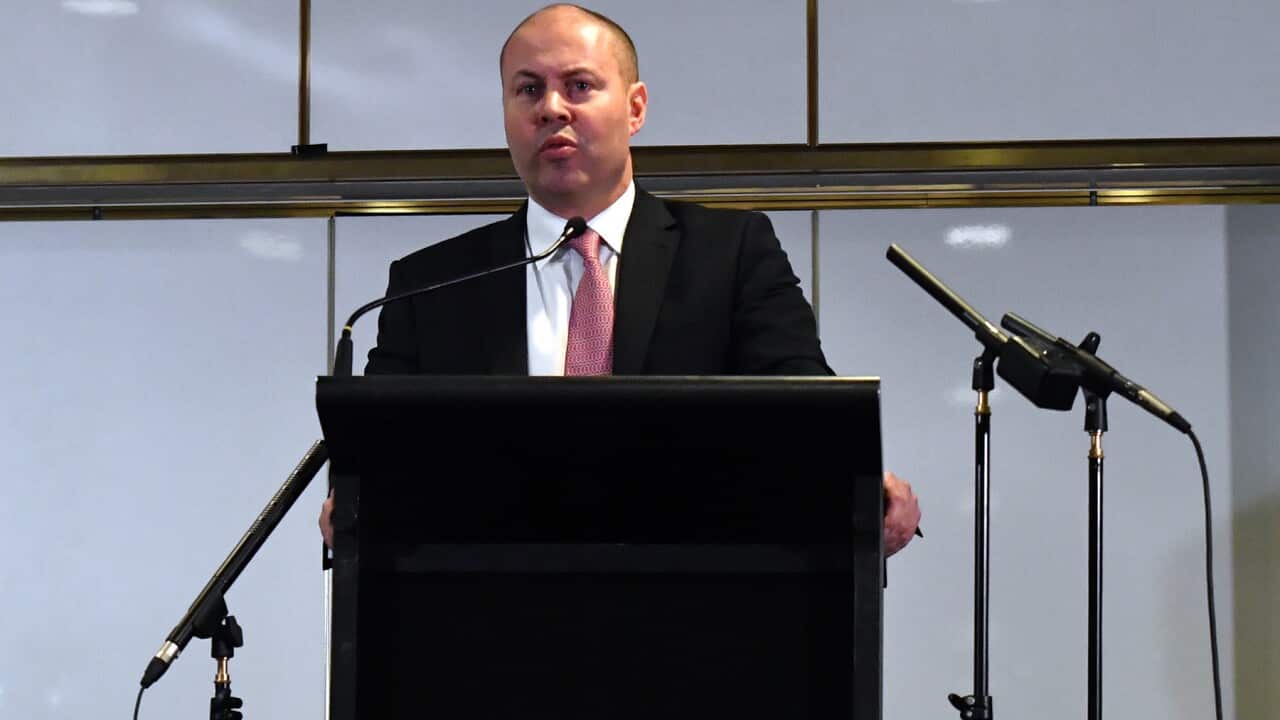 Treasurer Josh Frydenberg at the National Australia Bank National Small Business Cyber Security Summit at Parliament House in Canberra, Monday, October 14, 2019. (AAP Image/Mick Tsikas) NO ARCHIVING