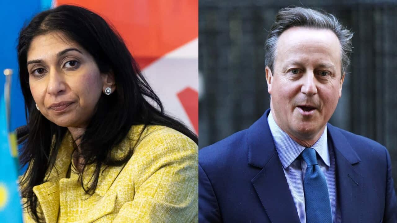 A composite image of Suella Braverman and David Cameron