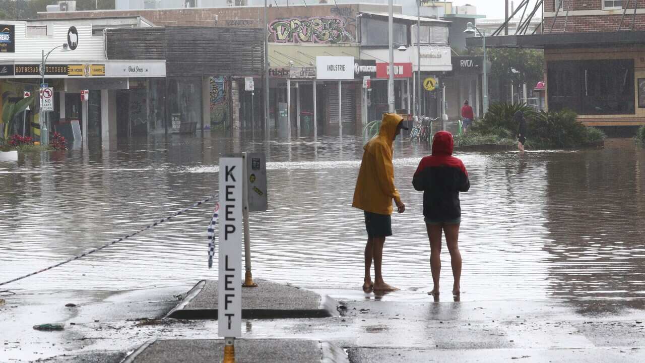 A street in Byron Bay is seen flooded in late March.