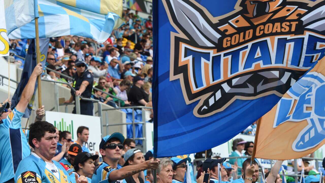 Gold Coast Titans fans at a match.