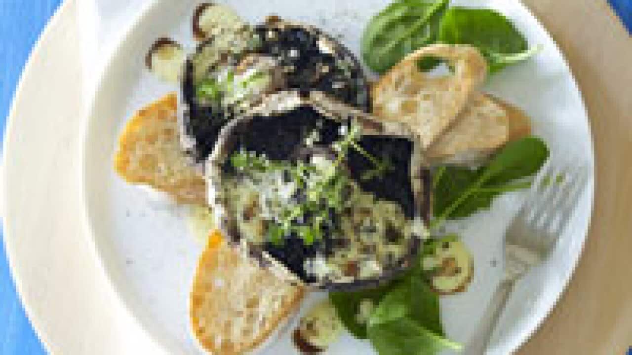 Barbecued mushrooms with parmesan cream