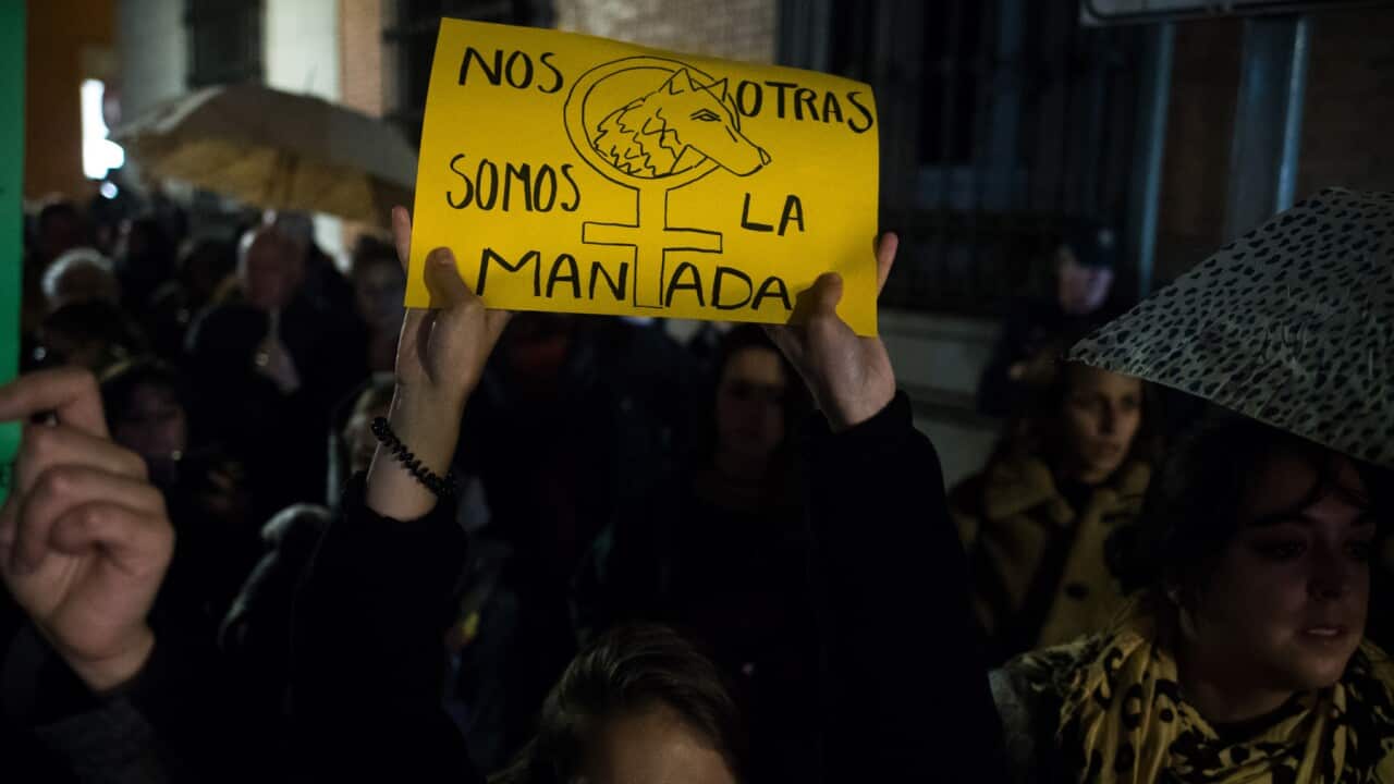 Spaniards protest against the sentences for the gang of men known as 'The Manresa wolf pack'