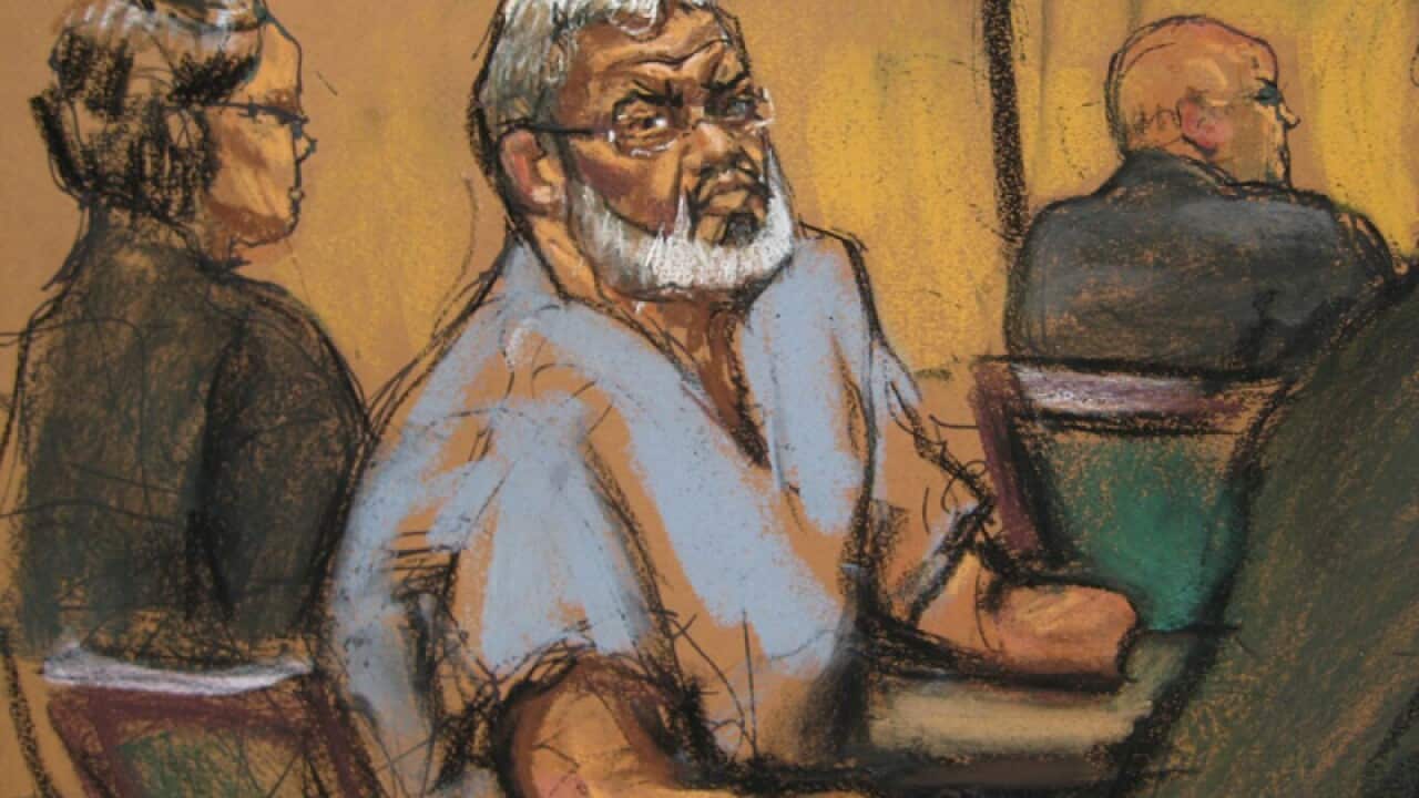 A court sketch of British hate preacher Abu Hamza