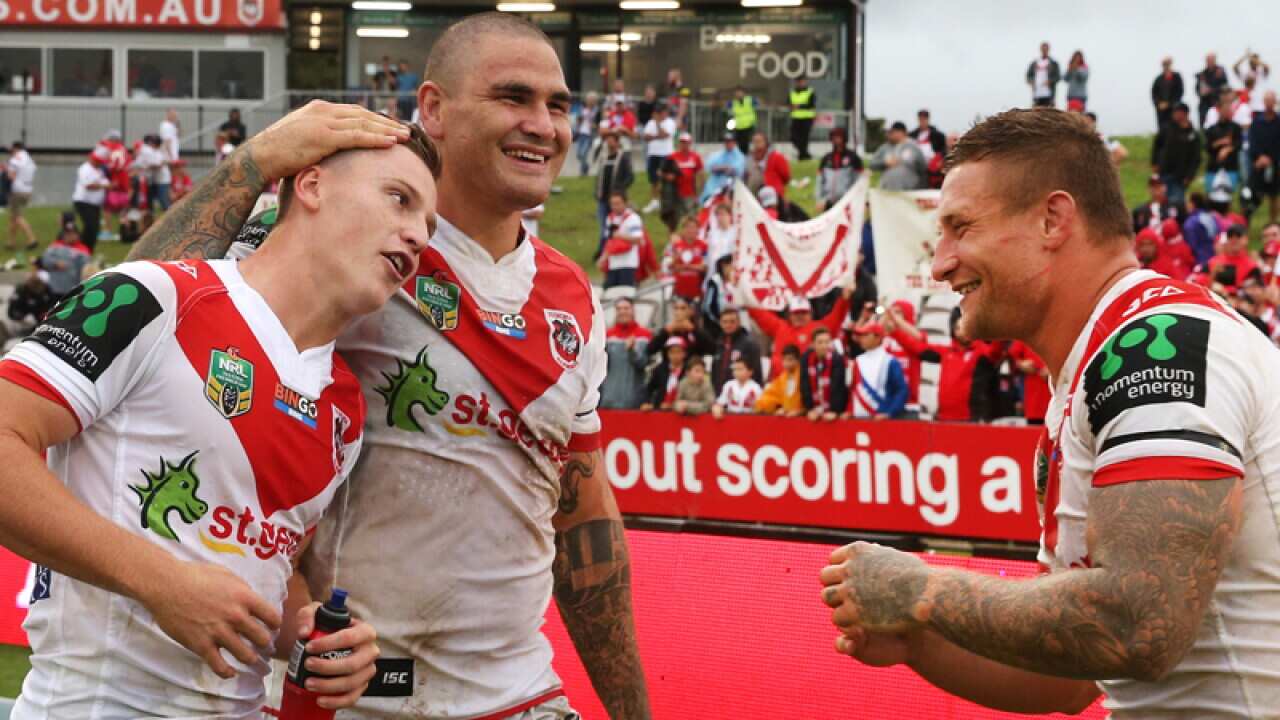Tariq Sims , Russell Packer and Jai Field of the Dragons