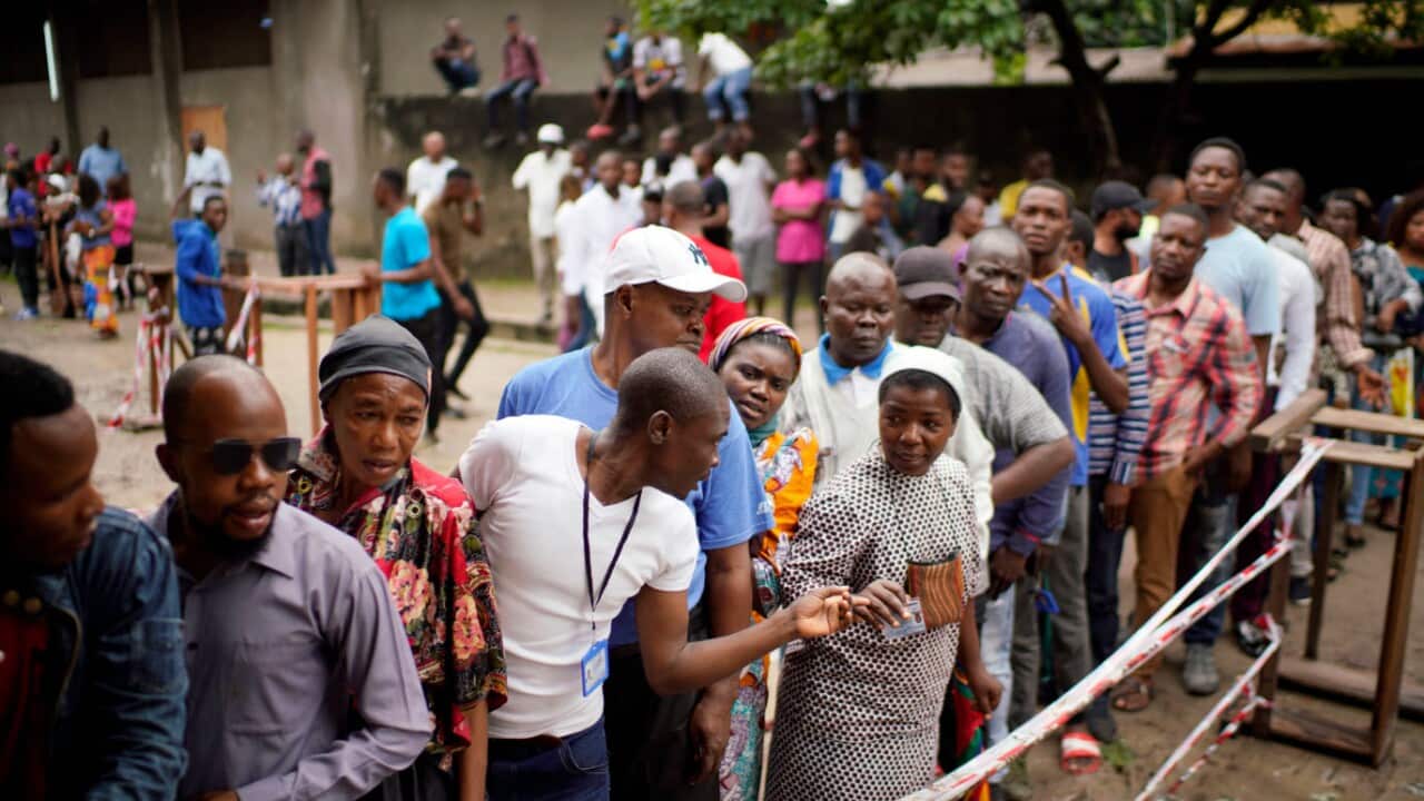 Congolese voters in the Limete district of Kinshasa.