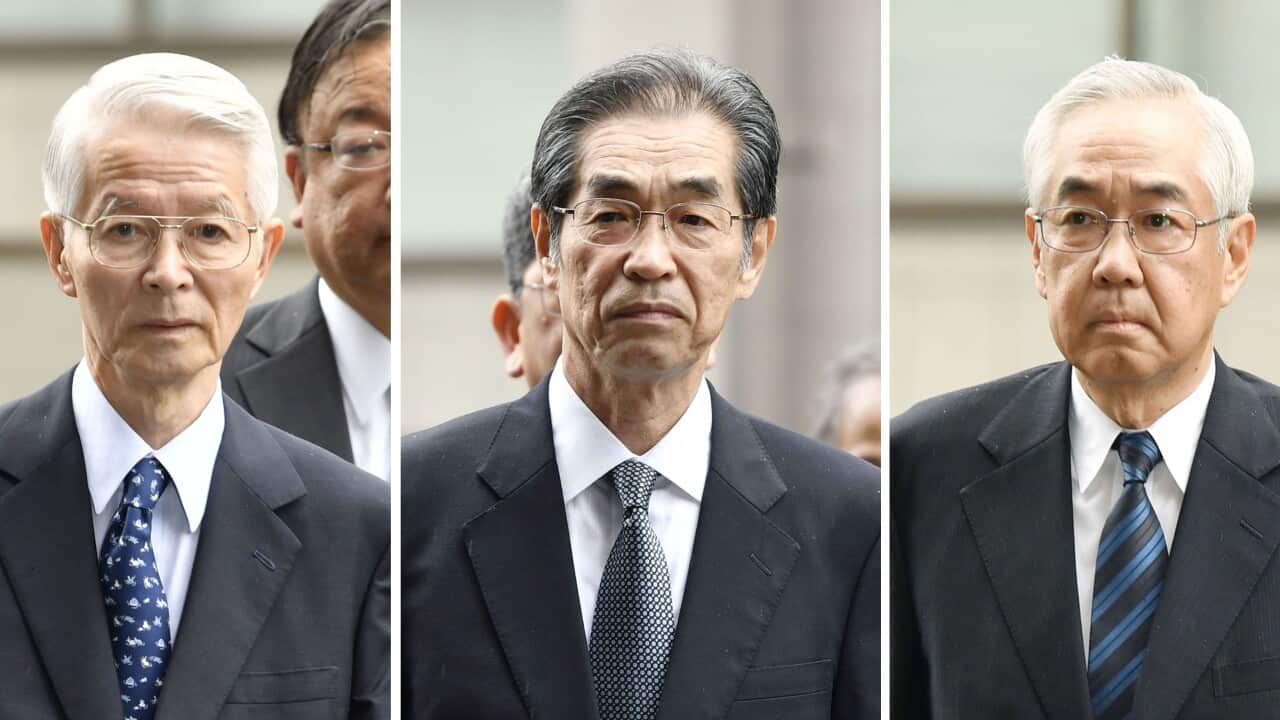 okyo Electric Power Co. Chairman Tsunehisa Katsumata and Ichiro Takekuro and Sakae Muto, former vice presidents of the power supplier