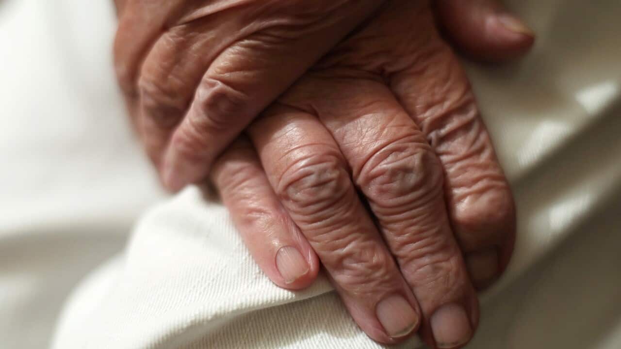 File: an elderly woman's hands.