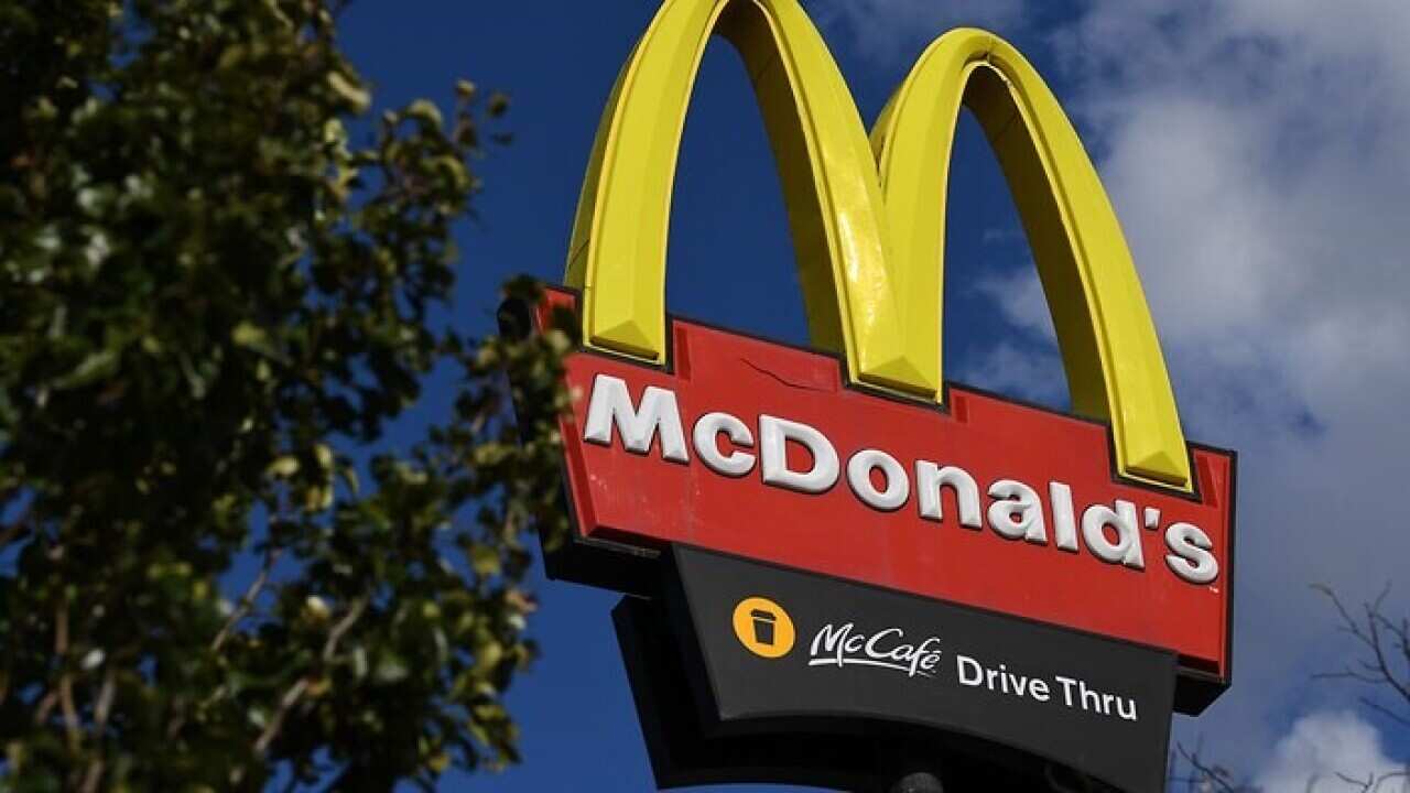 Signage of the Fawkner McDonald's is seen in Melbourne, Thursday, 14 May, 2020.