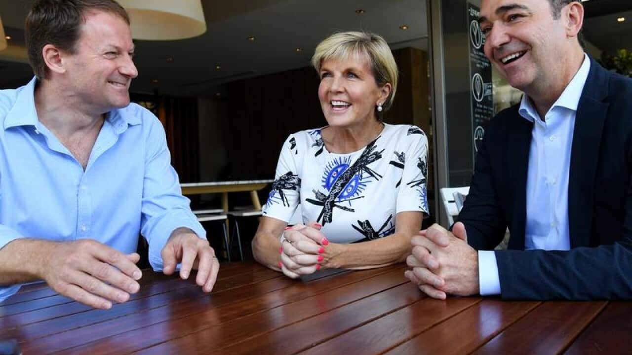 SA Liberal leader Steven Marshall and Federal MP Julie Bishop