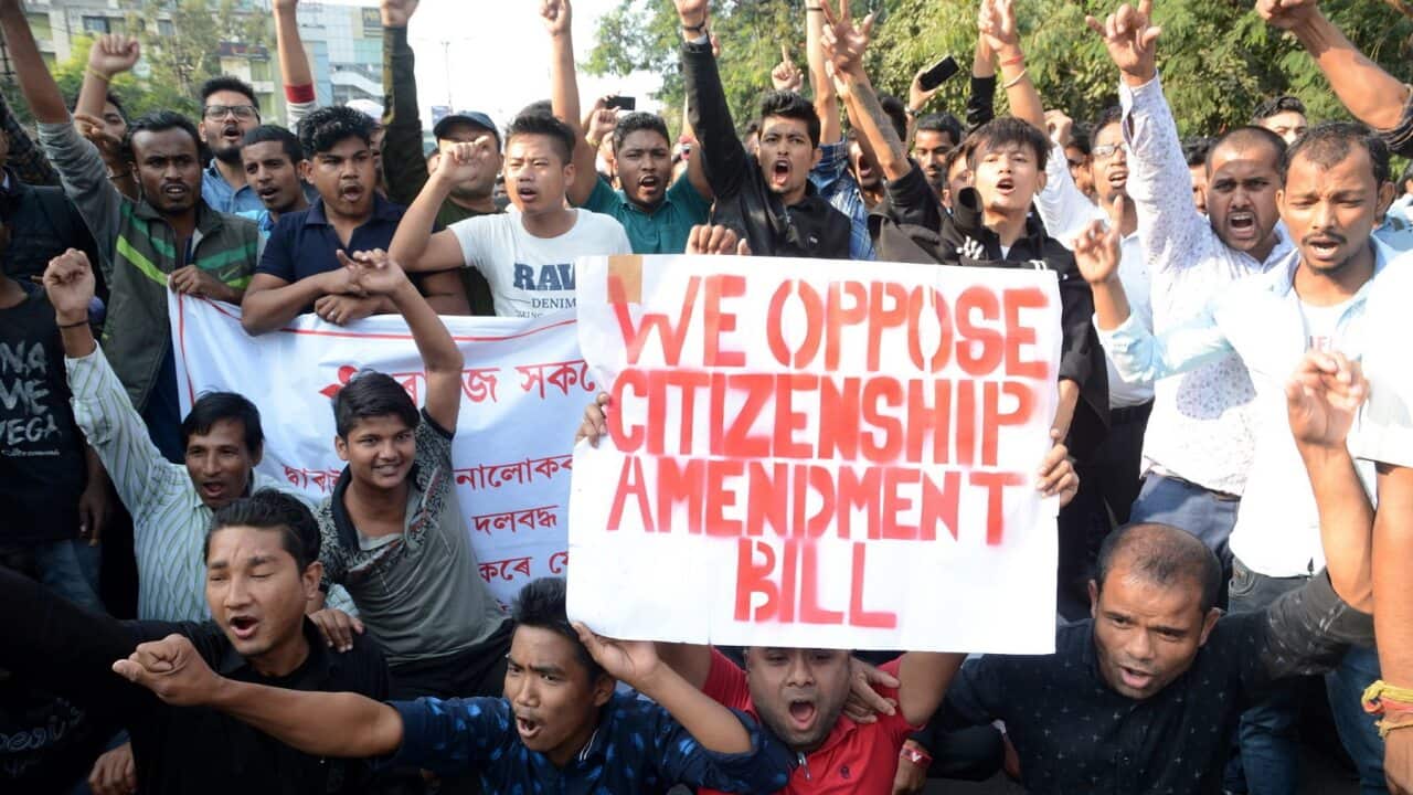 Students protest against the Citizenship Amendment Bill in Guwahati, Assam, India
