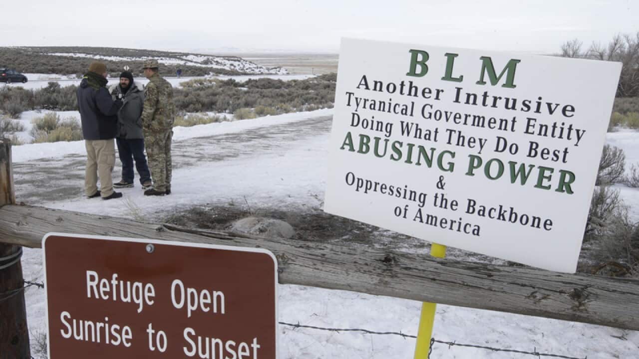 Members of a self-styled militia group at a wildlife centre