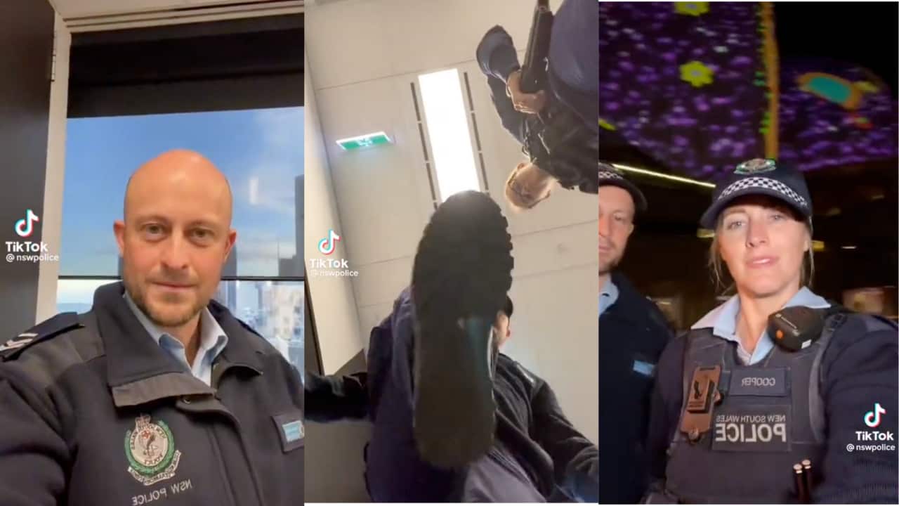 Screenshots from a video of police 'stomping' on a phone.