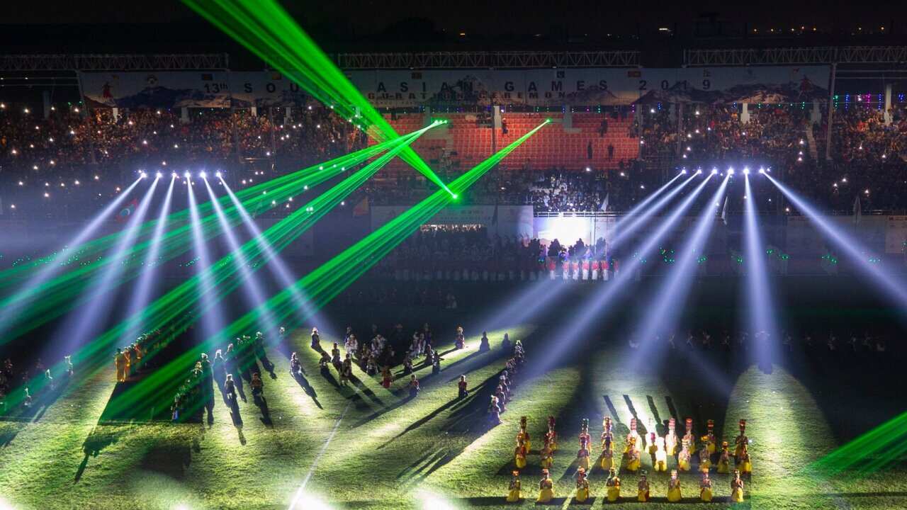 Dancers perform during the opening ceremony of the 13th South Asian Games (SAG) in Kathmandu,