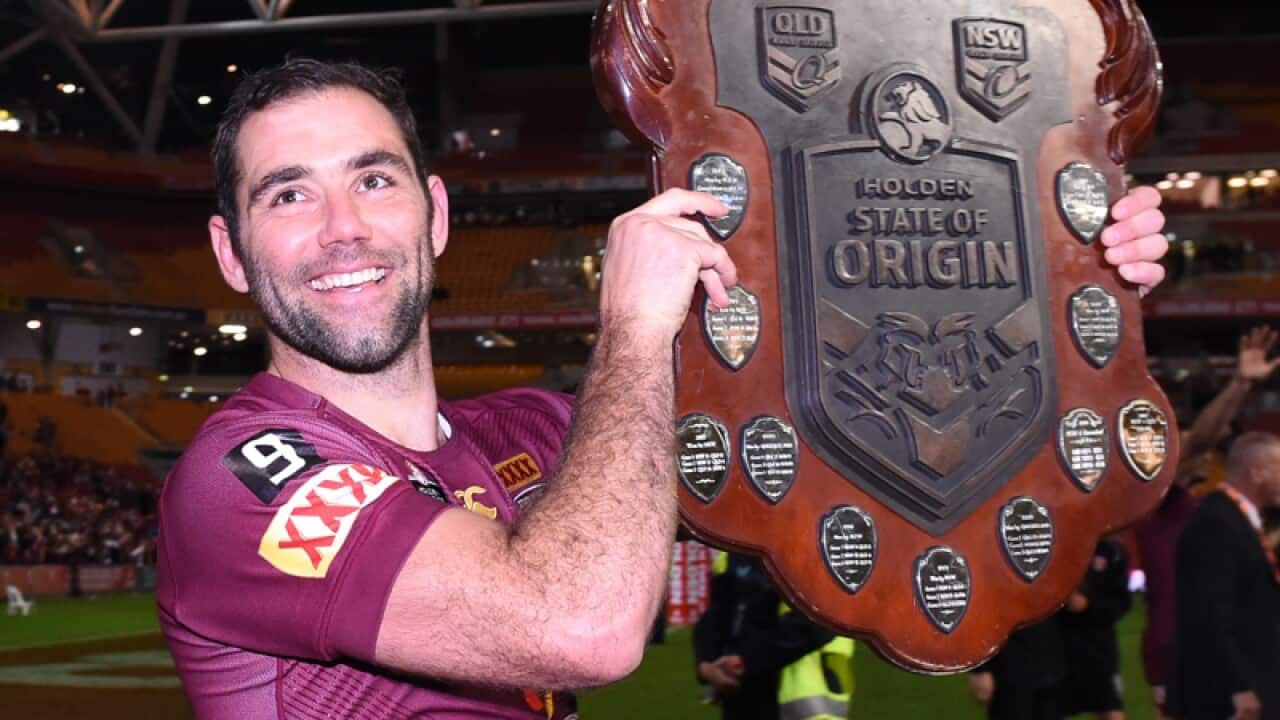 Queensland captain Cameron Smith with the State of Origin shield