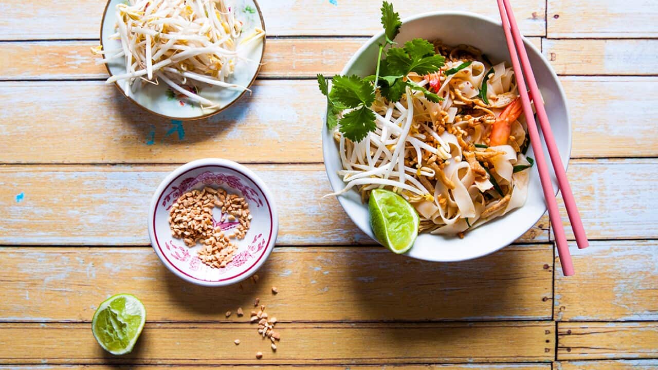 Chicken and prawn pad Thai