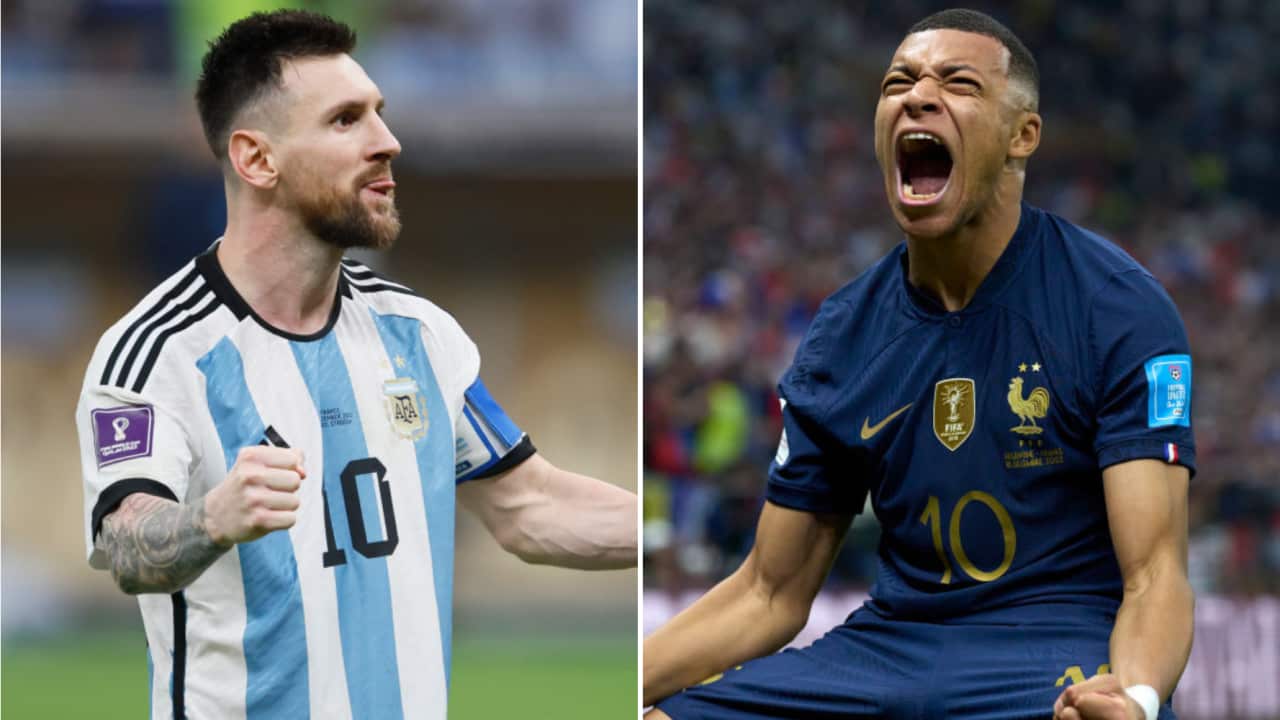 Lionel Messi of Argentina and France's Kylian Mbappe