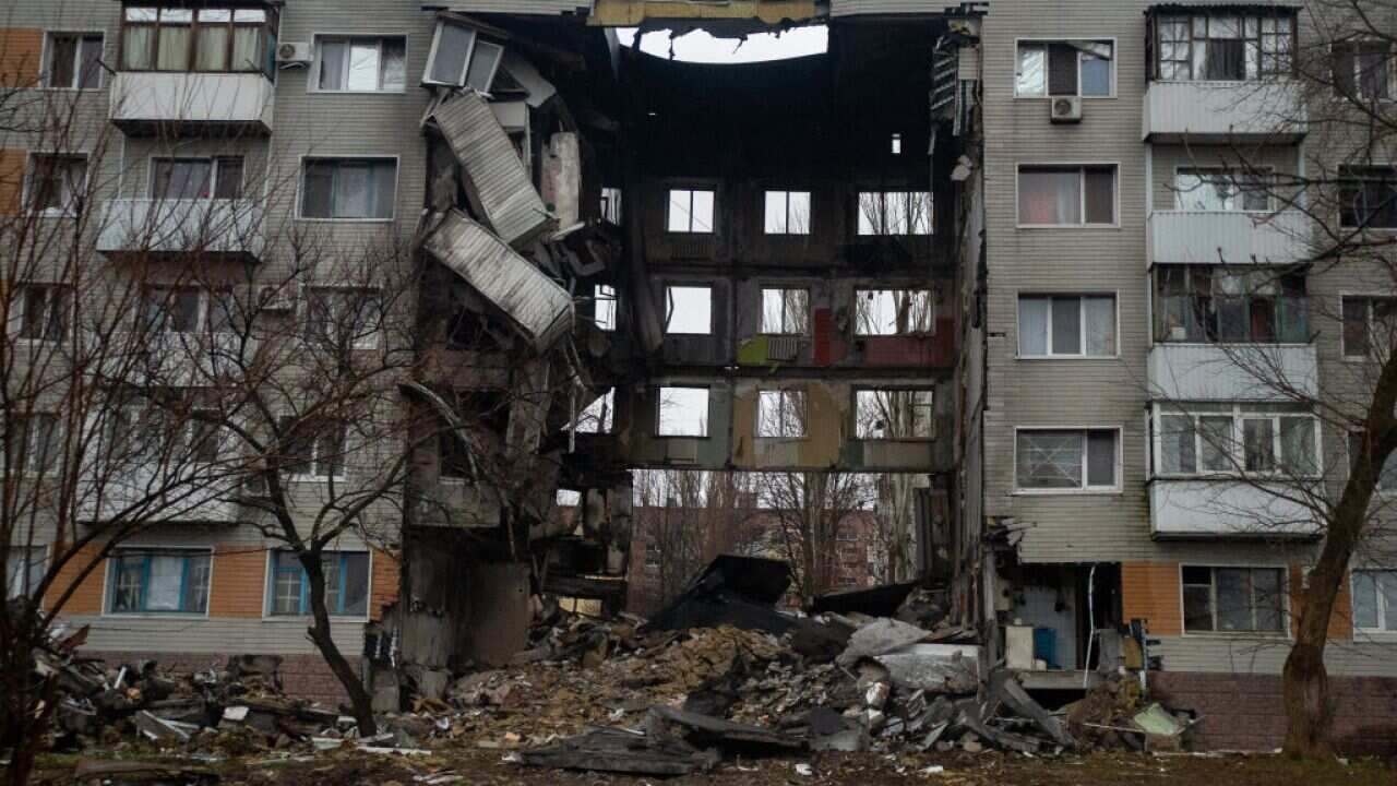 Damaged apartment building
