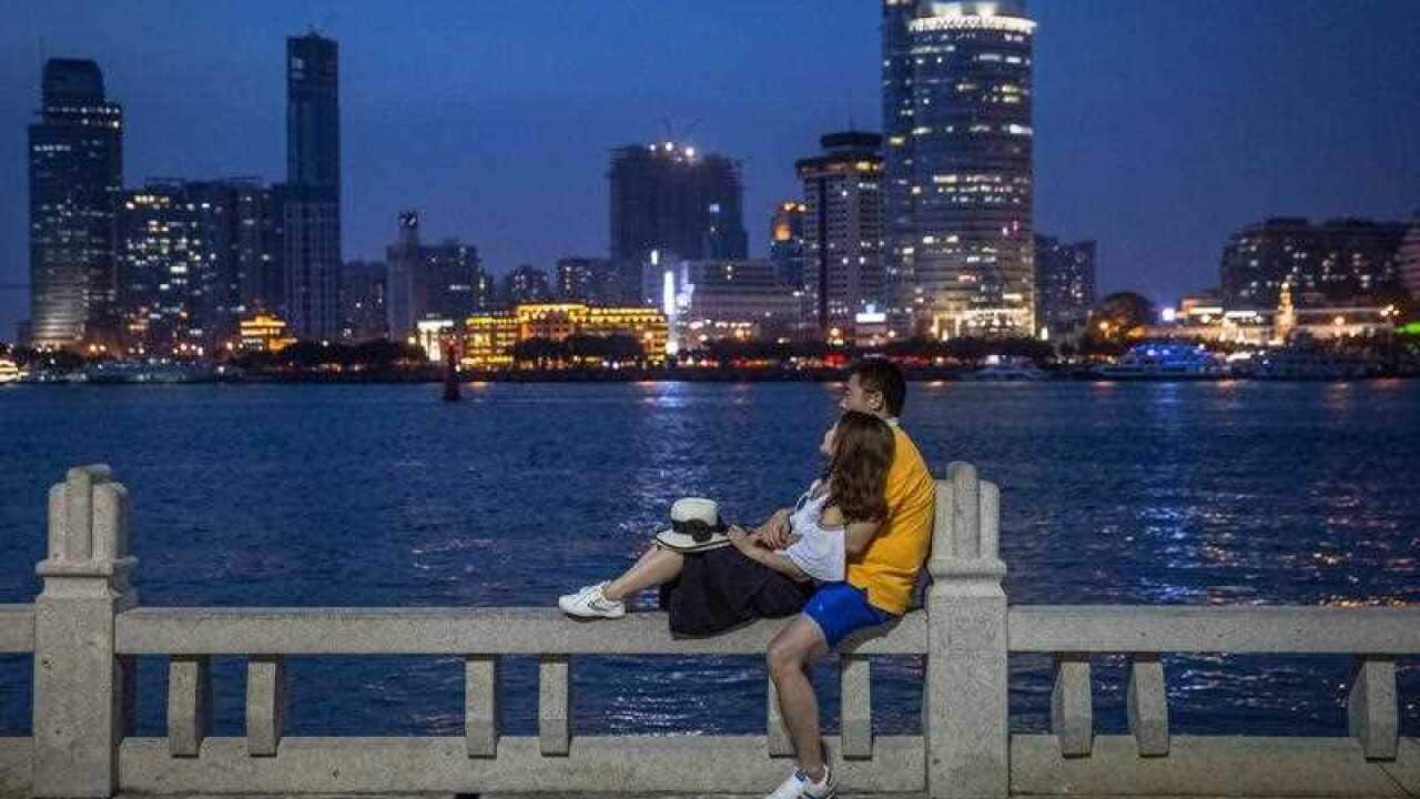A Chinese couple rest in Gulangyu Island, Xiamen, Fujian province