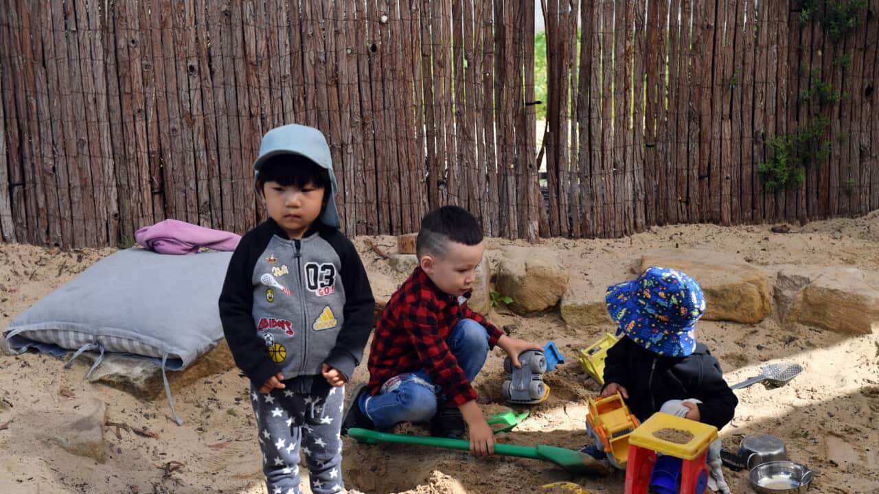 Children playing at an early childhood centre in Harrison, Canberra (AAP).
