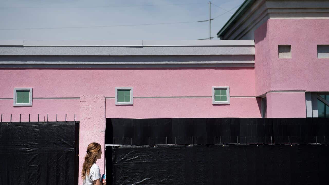 A pro-life activist is seen outside Jackson Women's Health Organization, the last abortion clinic in Mississippi on 5 April 2018.