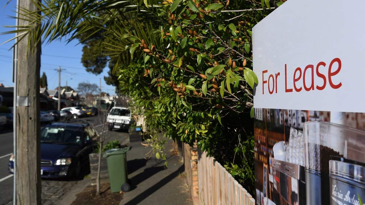 Signage for a real estate property.